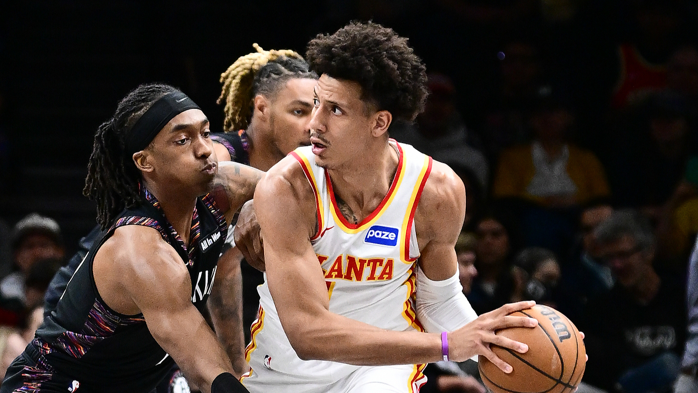 布鲁克林篮网_NBA常规赛：老鹰141-107篮网_NBA常规赛：老鹰141-107篮网_传球似水无停隙！老鹰篮下配合戏耍篮网防线CJ跟进抛投 ...